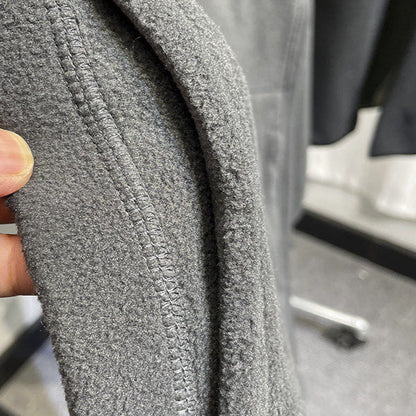Collarless Casual Cardigan Sweatshirt Suitable For Layering As An Outerwear Piece