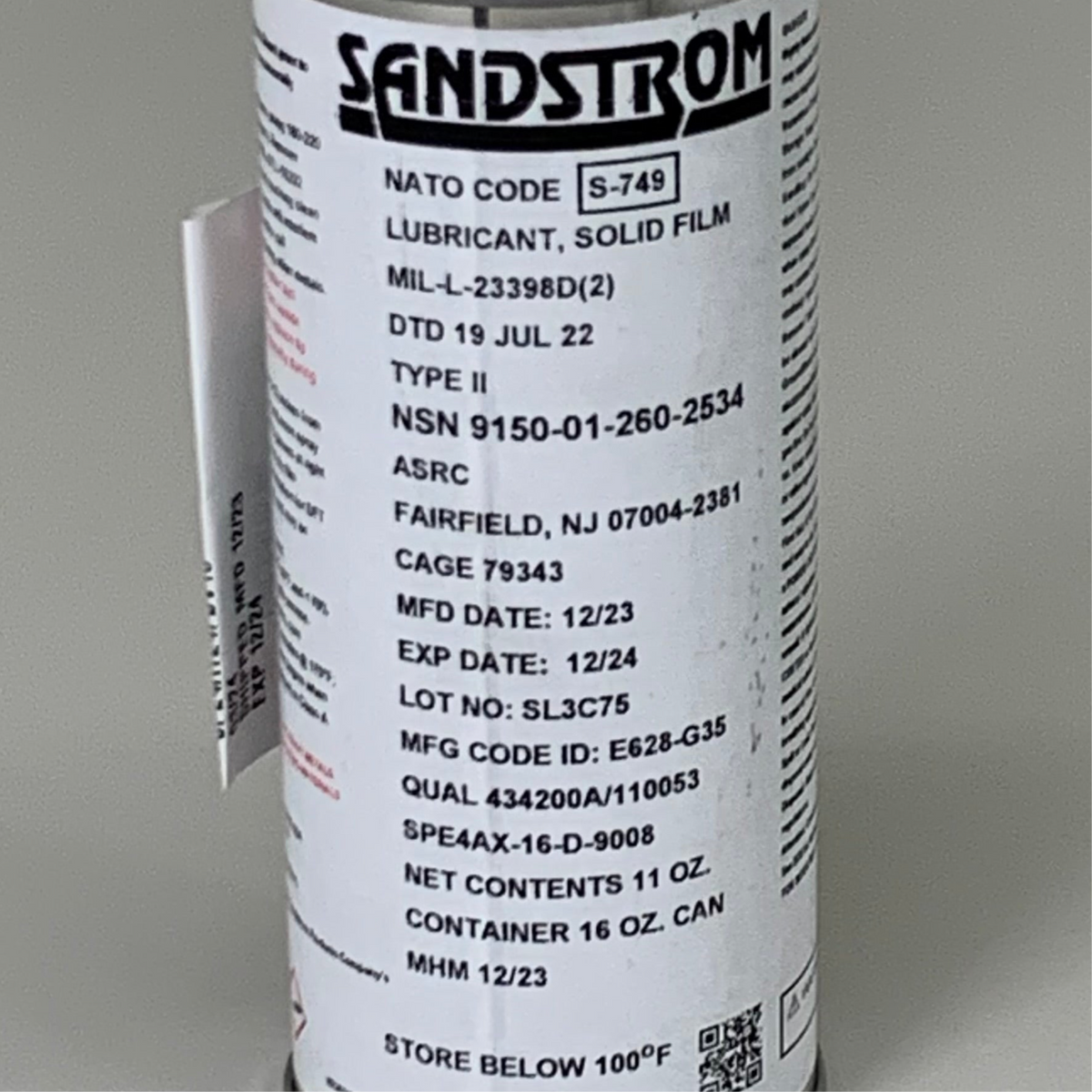 SANDSTROM (12 PACK)Lubricant Solid Film Bonding Industrial Equipment BB12/24 16oz