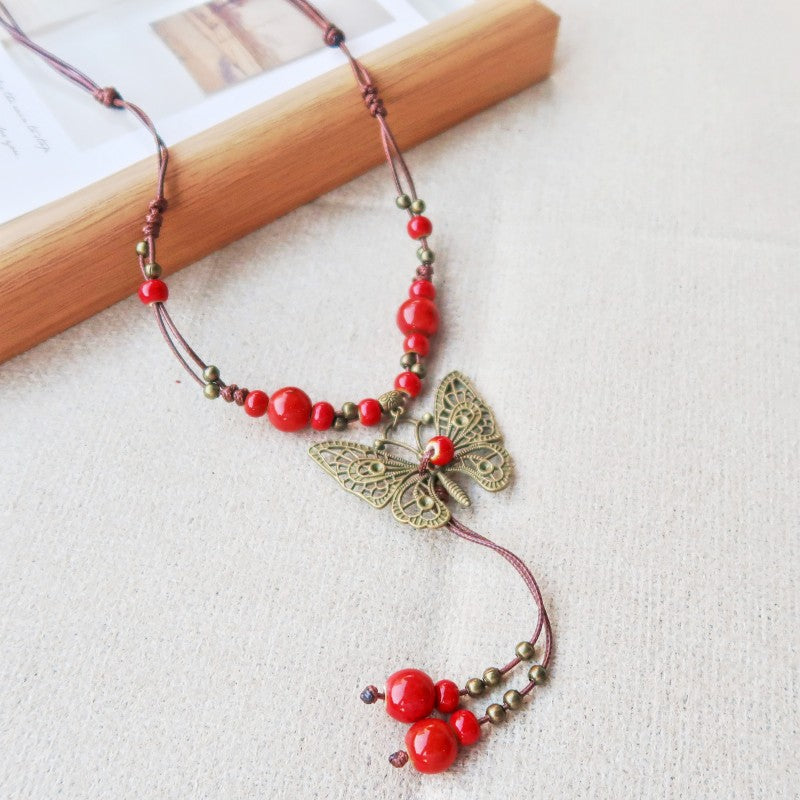 Vintage Ethnic-Style Ceramic Necklace For Women