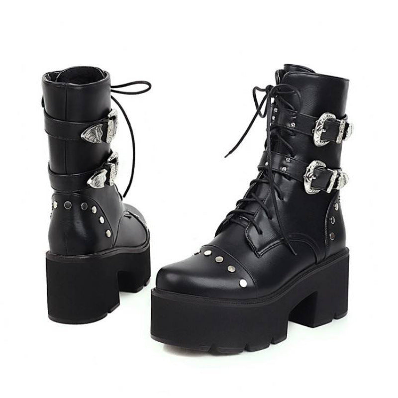 Square Heel With Side Zipper Women's