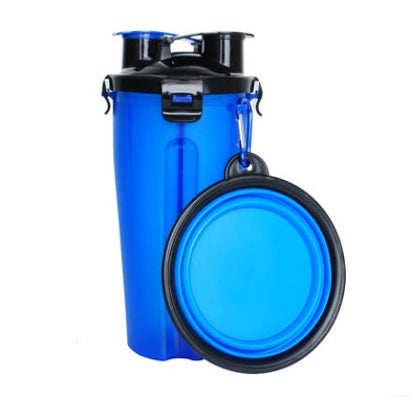 2-in-1 Pet Water Bottle Dispenser with Silicone Bowl