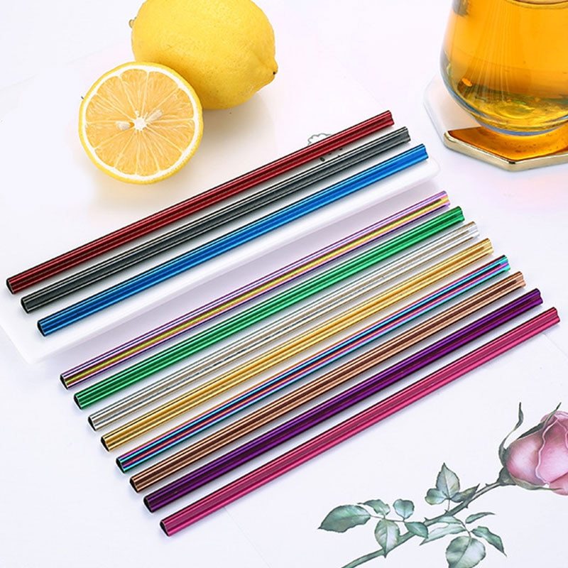 Reusable Metal Heart-shaped Drinking Straws Set