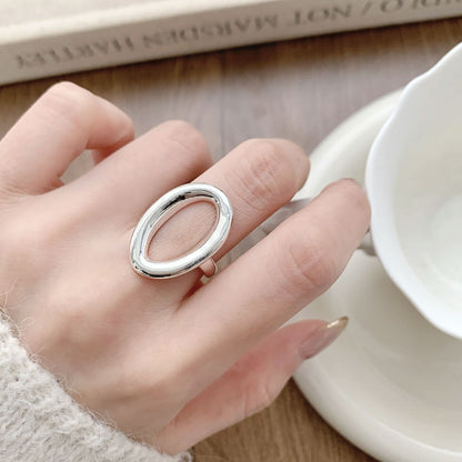 Women Sweet Cool Hollow Oval Open Ring, Ins Style Geometric Irregular Line Design, Niche Internet Celebrity Index Finger Jewelry