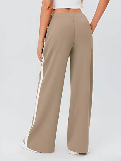 Side Striped Wide Leg Pants for Comfortable Everyday Style