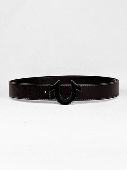 Men's Leather Belt With Smooth Buckle For Business Dress Pants