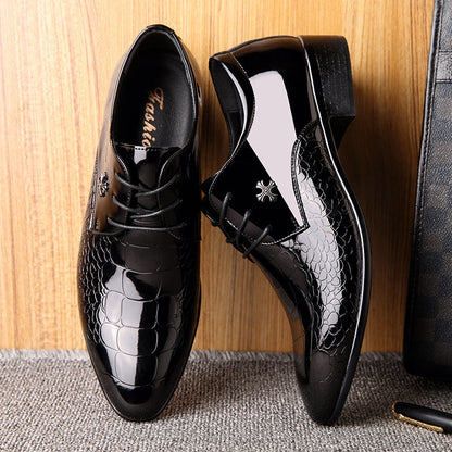 Shiny Lace-Up Single Shoes Fashion Dress Shoes