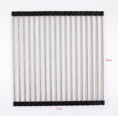 Folding Kitchen Drain Sink Rack Stainless Steel