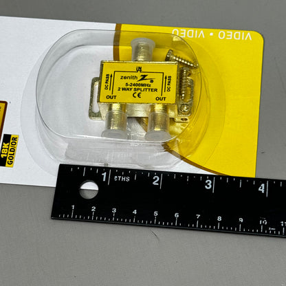 ZENITH (2 PACK) Premium 2-Way Coax Splitter 2.4GHz Protected 18K Gold VS3001SP2W