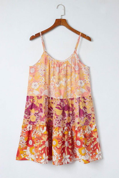 Floral Spaghetti Strap Tiered Dress for Summer Events