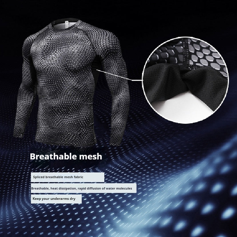Men's Sports Long Sleeve 3D Print Workout Shirt