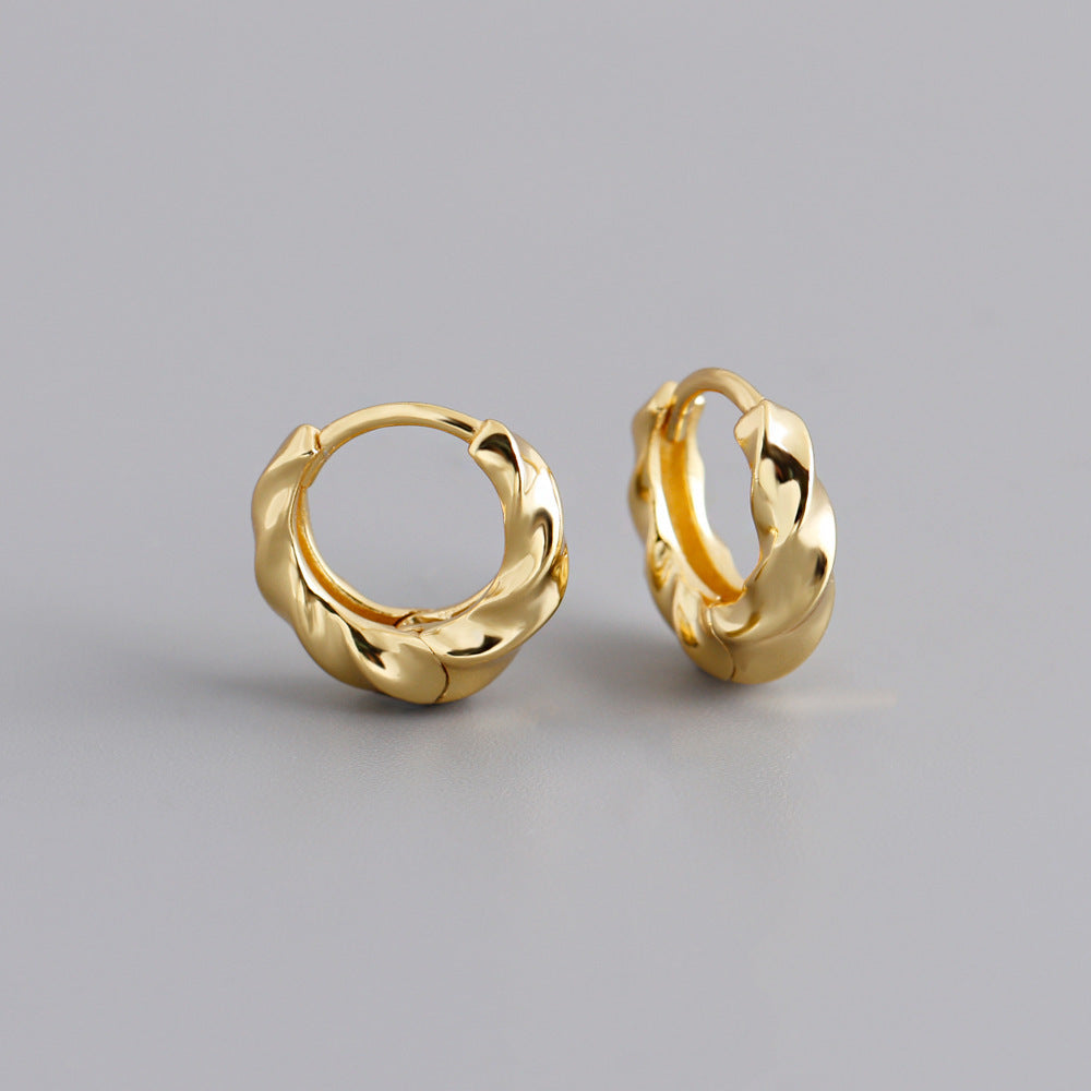 Golden Circle Twisted S925 Silver Ear Clip