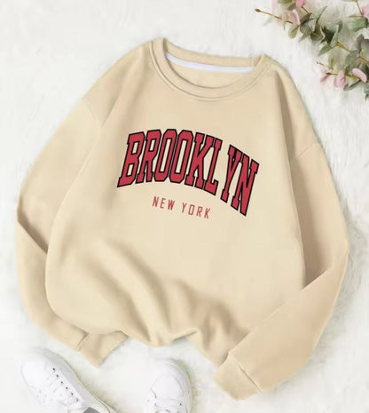Personality Trend Printed Crew Neck Sweatshirt Women