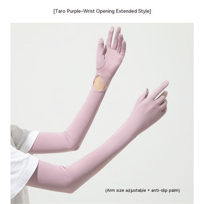 Nylon Ice Silk Long Sun Protection Gloves