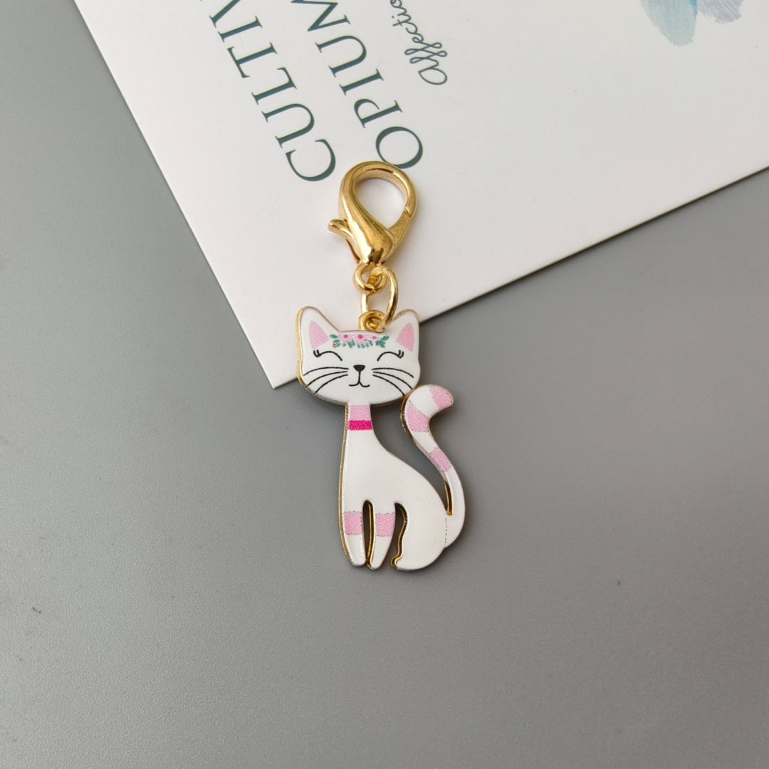 Halloween Alloy-printed Kitten Pendant Keychain