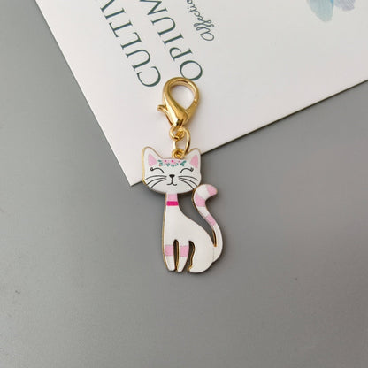 Halloween Alloy-printed Kitten Pendant Keychain