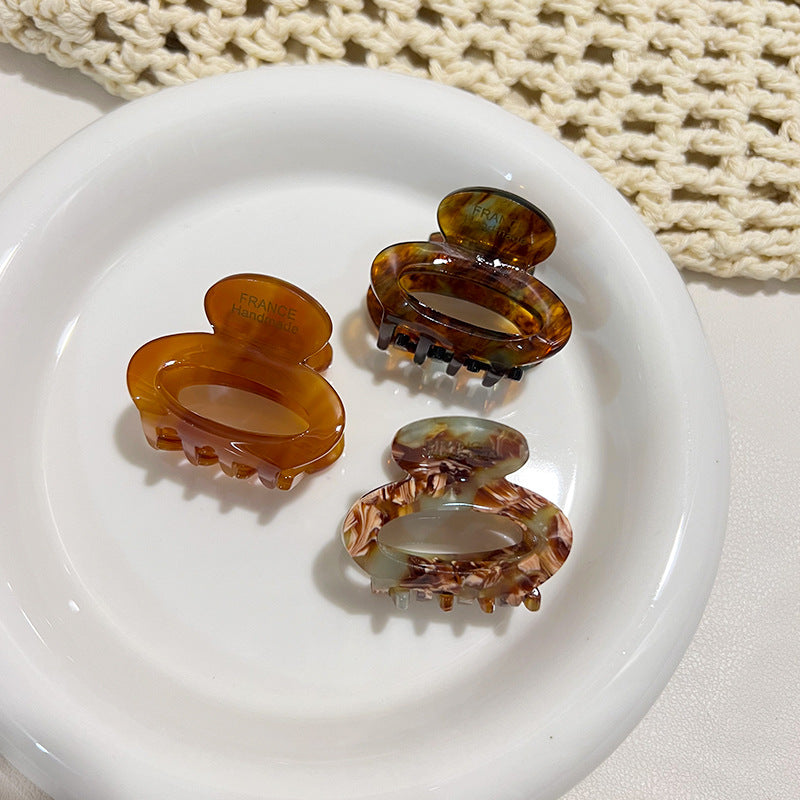 Vinegar-acid Floral Small Hair Clip Minimalist Oval Shape