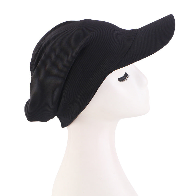 New Striped Brim Turban Hat Duck