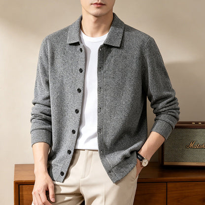 Men's Long-Sleeved Knitted SpringSummer Fashionable Lapel Warm Outerwear New Style Sweater