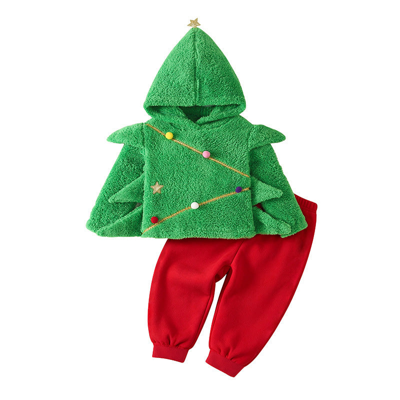 Children's Christmas Tree Costume Set Christmas Party Cosplay Outfit