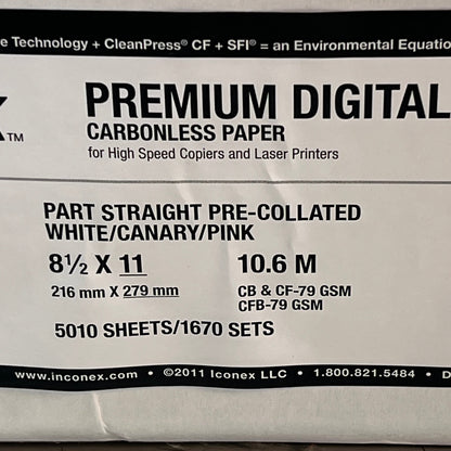 ICONEX (5010 SHEETS) Premium Digital Carbonless White/Pink/Canary 9077-1004