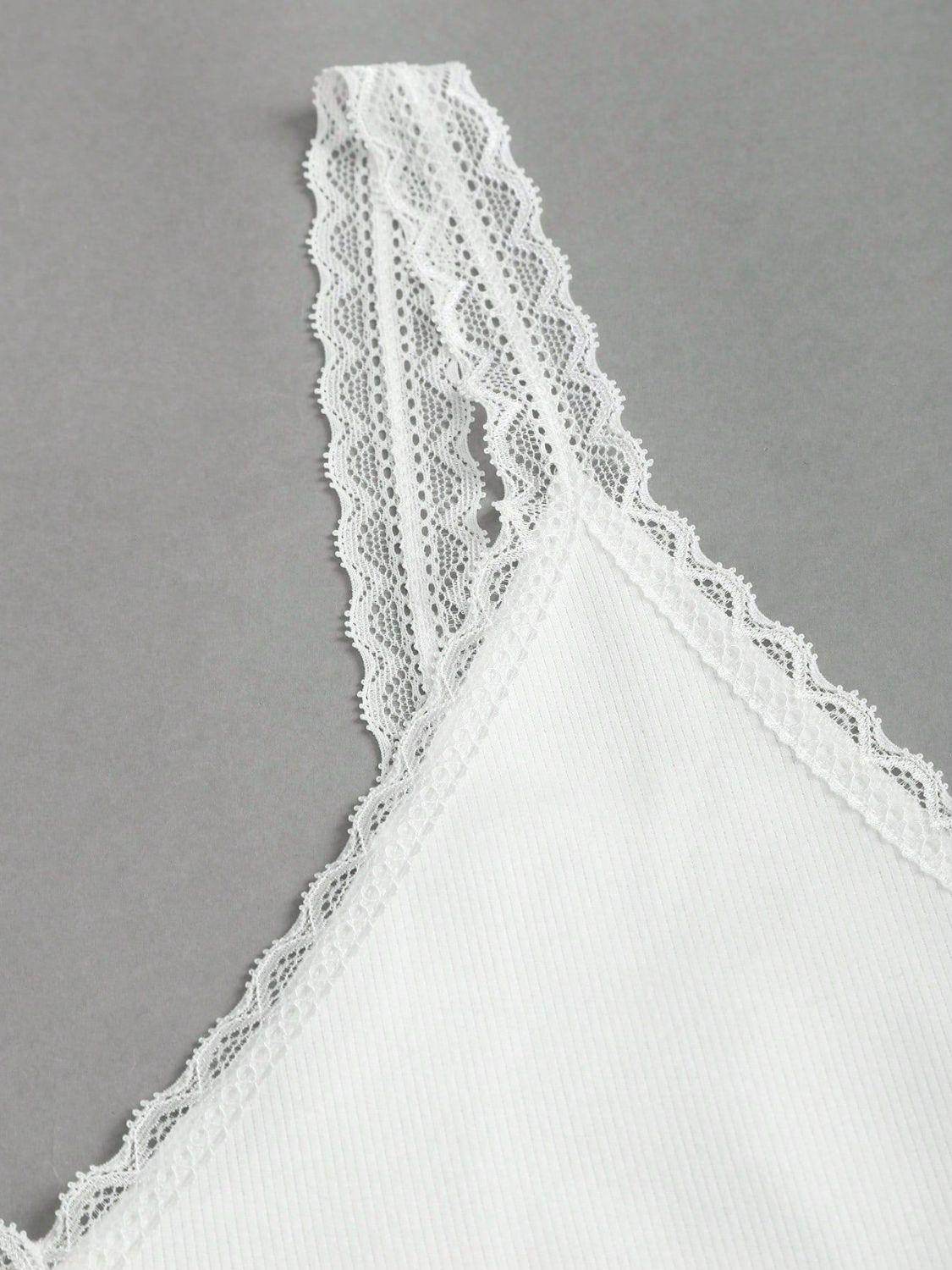 Lace Detail V-Neck Wide Strap Tank for Stylish Comfort