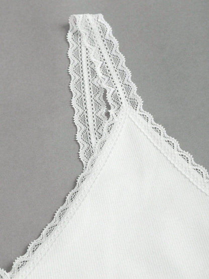 Lace Detail V-Neck Wide Strap Tank for Stylish Comfort