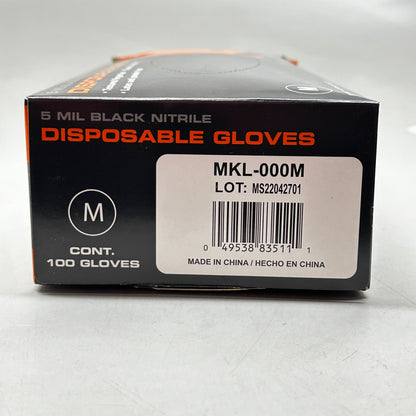 AUTOWURKS (100 PACK) Black Nitrile Disposable Gloves Size: Medium MKL-000M