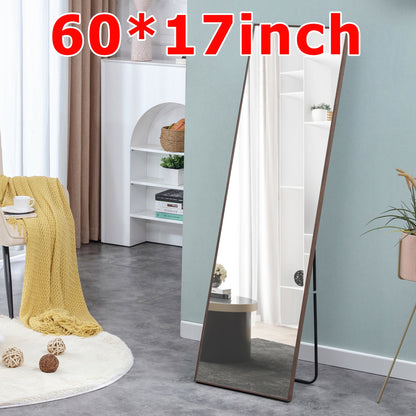 60x17 Brown Solid Wood Frame Full-length Mirror, Dressing Mirror, Bedroom Home Porch