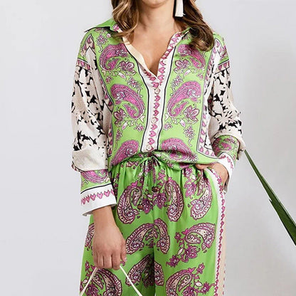 Women's Casual Long-Sleeve Loose Trousers Set