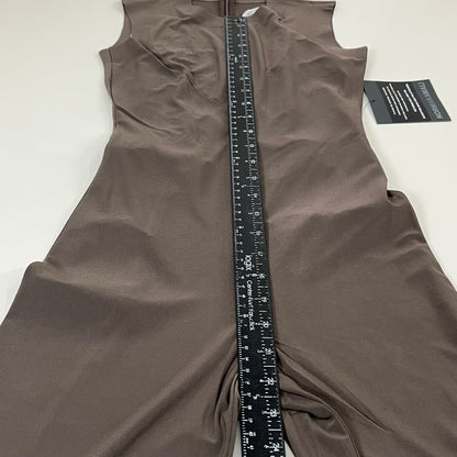 NORMA KAMALI Sleeveless Catsuit w/ Footsie Hidden Zip Women's Sz XXS/32 Chocolate
