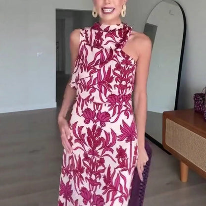 New Summer Sexy Chic One-shoulder Printed Dress