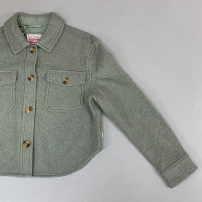 LEVI'S Front Button Cropped Jacket W/ Laydown Collar Women's Medium Tea Green 595450040