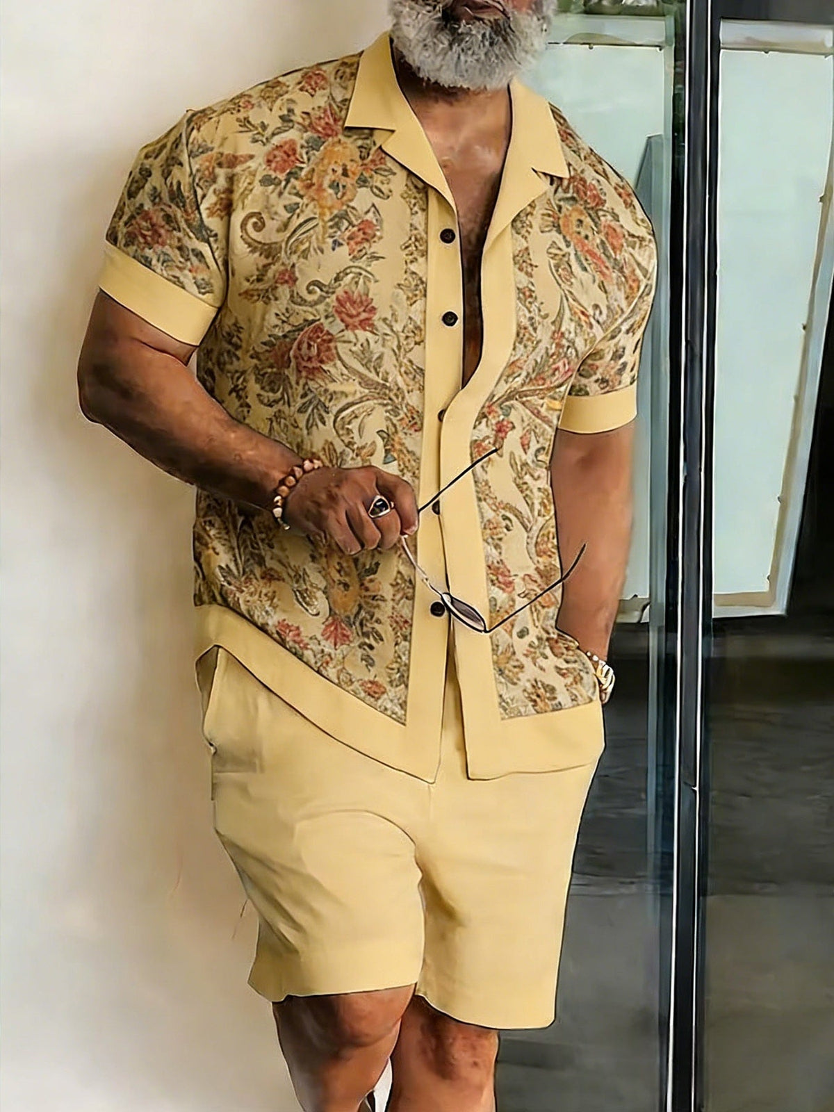 Short-sleeve Shirt And Beach Pants Casual Set