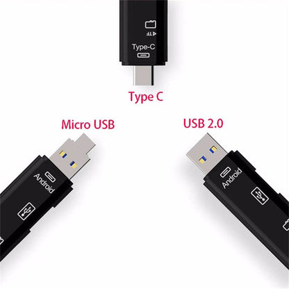 Type-C Micro USB to OTG Hub Adapter with TF Card Reader