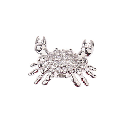 Amader Top Copper Crab Charm Beads For Jewelry Making Animal Brass Micro Pave Cubic Zirconia Wholesale For Women BD1011