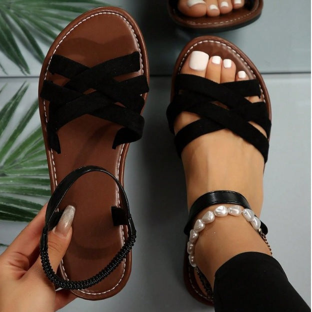 Womens Flat Velvet-lined Casual Sandals