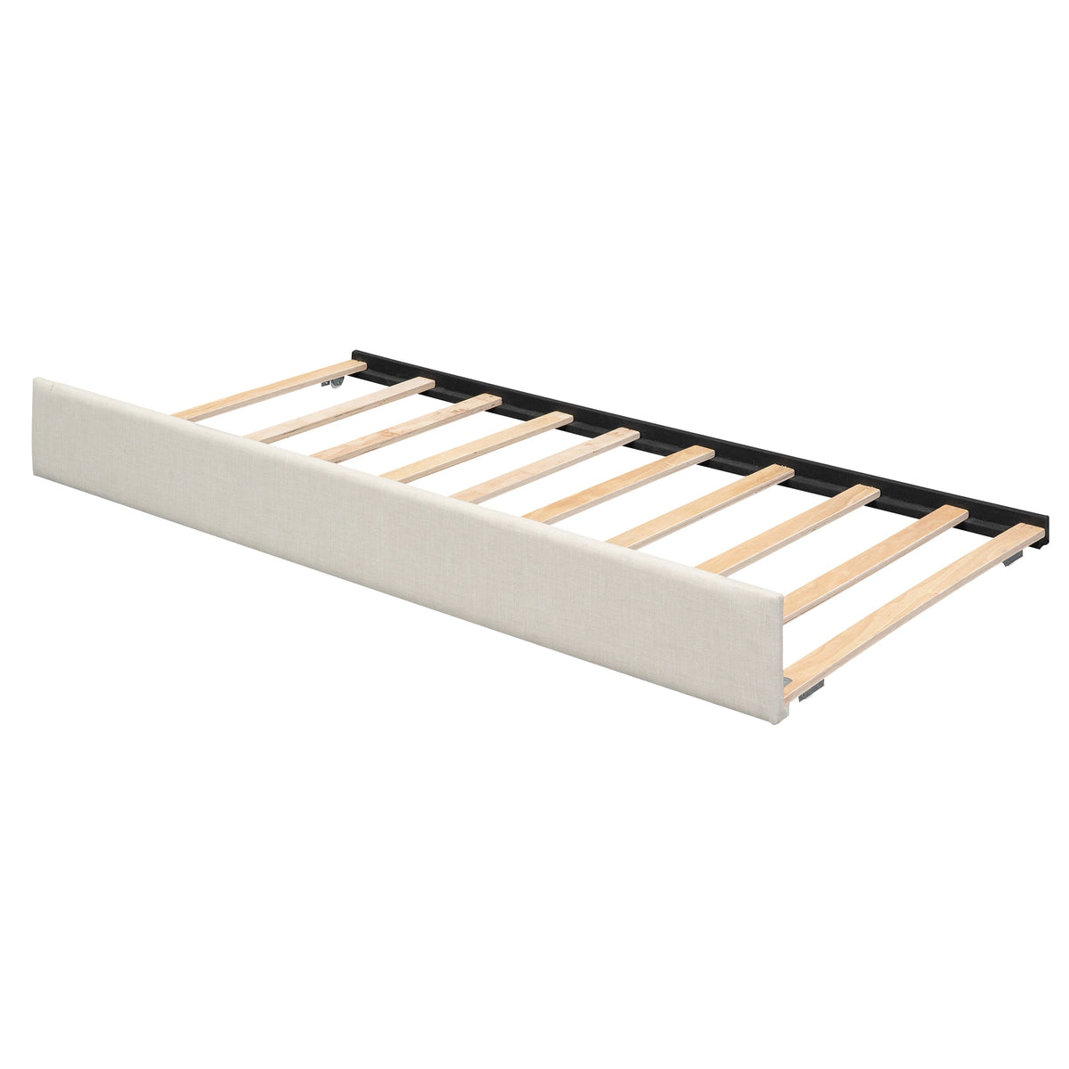 Twin Size Upholstery Daybed with Storage Arms  Trundle and USB Design Beige