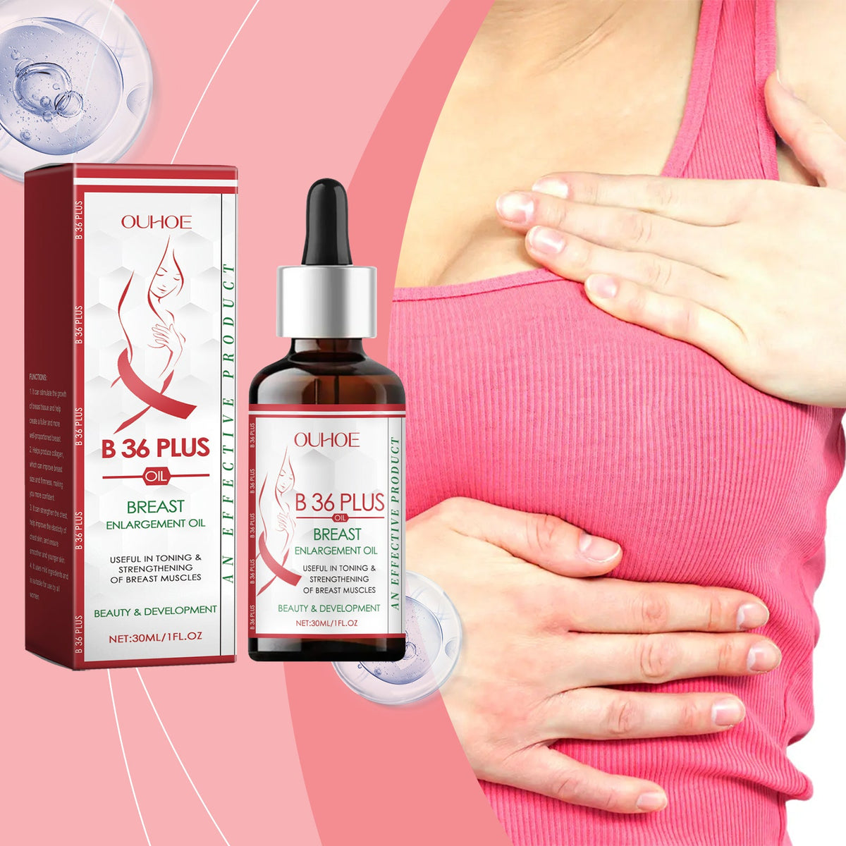 Herbal Chest Essential Oil, Moisturizing Women's Chest Massage Firming Oil Chest Care Plump Essential Oil