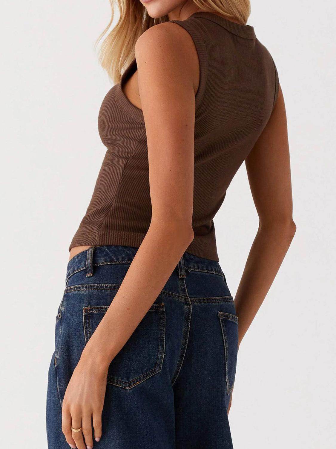 Lovelet Button Up Round Neck Tank for Stylish Comfort