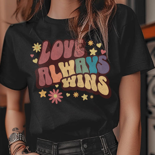 European-American Digital Print Round Neck Tee
