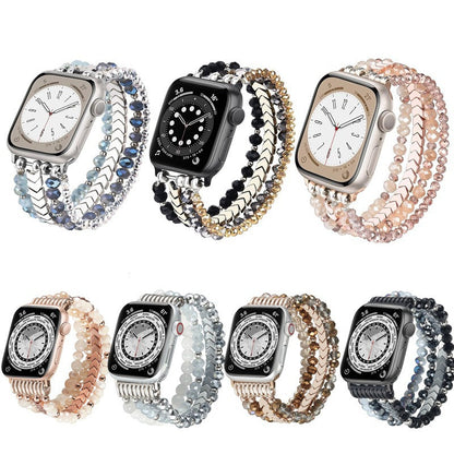 Suitable For Apple Watch IWatch87654Se Women's High-End Beaded Strap Jewelry Crystal Wrist