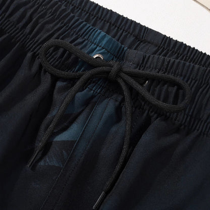 Mens Summer Quick-Dry Double-Layer Beach Swim Trunks