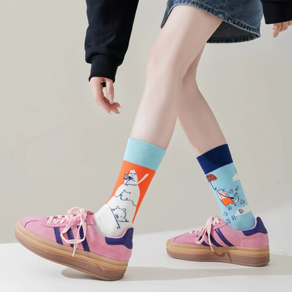 Asymmetric Middle Tube Cotton Socks Children