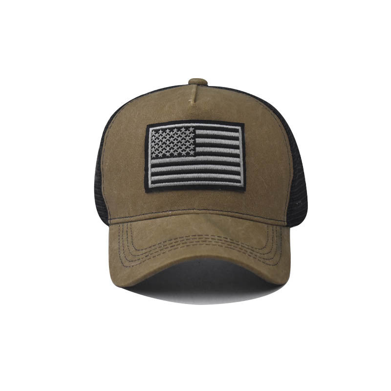 Men's Washed Distressed Embroidered Breathable Hat