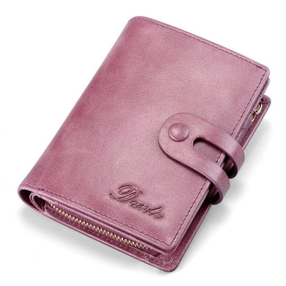 Vintage men's short wallet with leather zipper