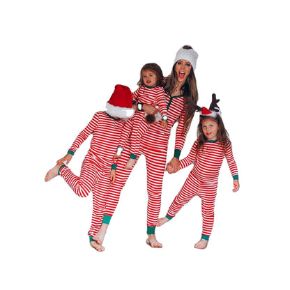 Women's New Christmas Parent-child Suit Stripe Print Casual