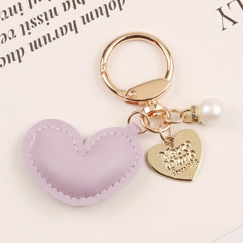 New Leather Heart-shaped Alloy Keychain Pendant