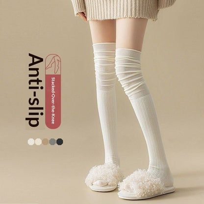 Women's Over-the-knee Socks Thin Cotton Vertical Striped Patchwork High-top Style