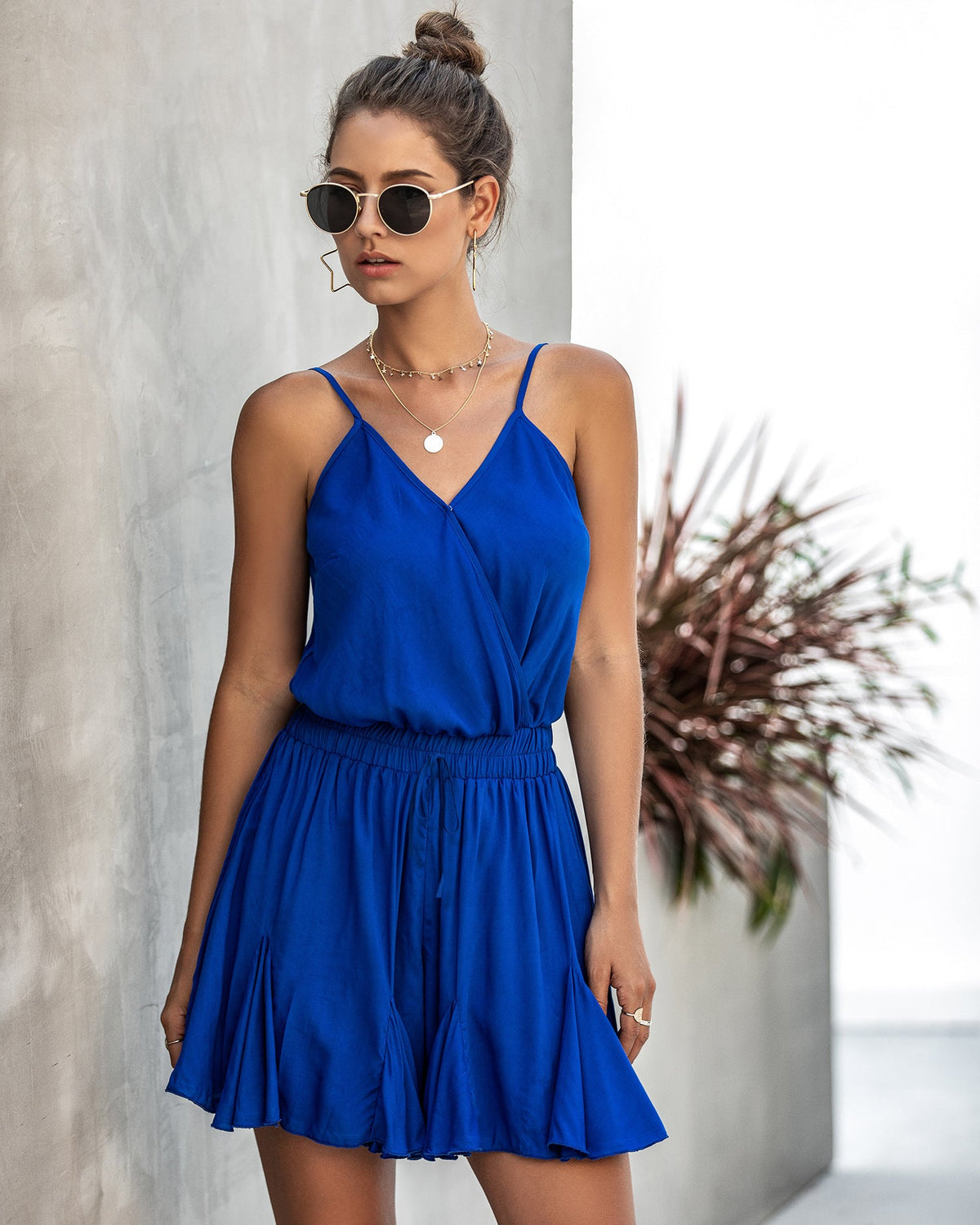 Suspender V-neck A swing female rompers