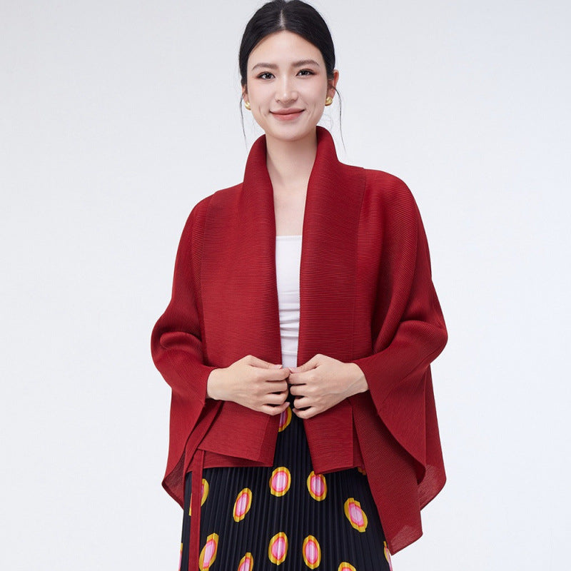 Loose-fitting Collared Tie-waist Irregular High-quality Versatile Cardigan Shawl